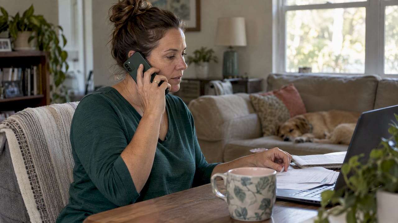 Person confirming health coverage dates by phone