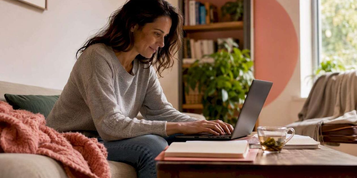 Hands navigating health insurance options on laptop